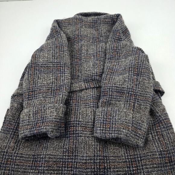 Zara Woman Coat Womens XL Gray Glen Plaid Belted Wrap Wool Alpaca Mohair Blend - Picture 12 of 15